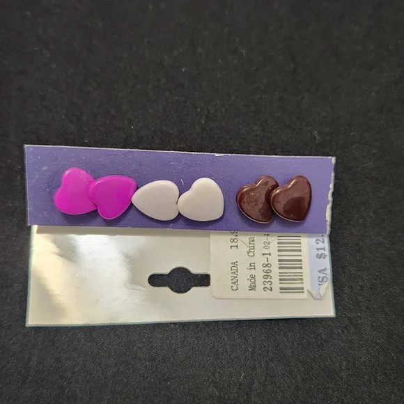 Set Of Three Heart Earrings - Picture 2 of 2